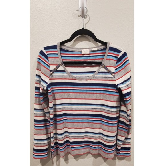 POSTAGE STAMP Blue Print Long Sleeve T-Shirt - Picture 3 of 5